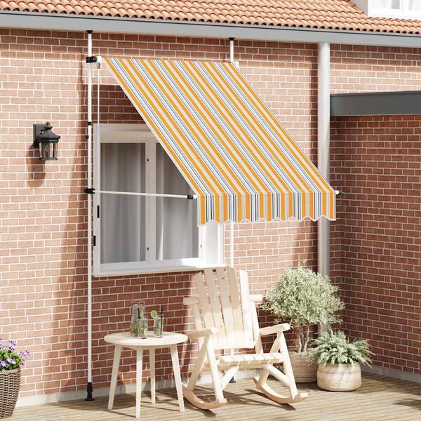 Tenda na ručno uvlačenje 150 cm žuto-plava prugasta - Šarena / N/A