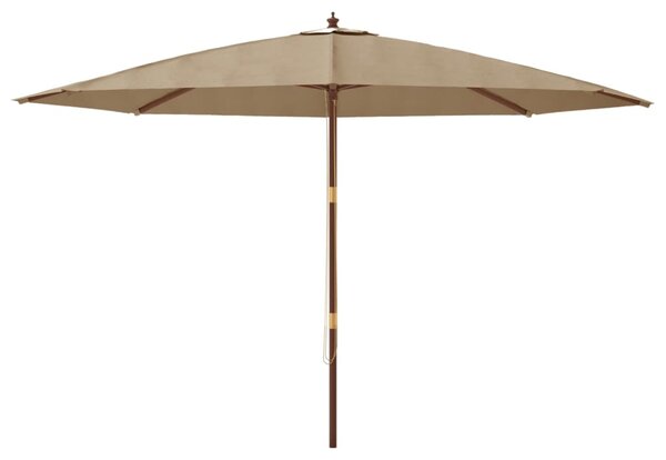 Vrtni suncobran s drvenim stupom smeđesivi 400 x 273 cm - Tupe / N/A