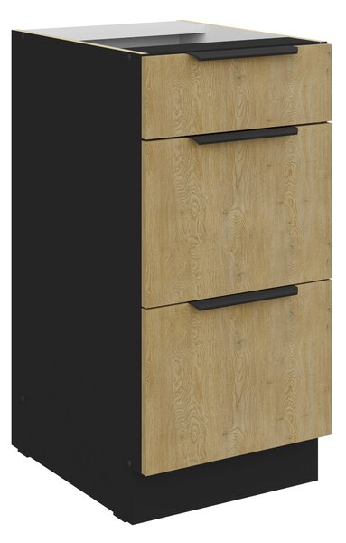 Zondo.hr Donji kuhinjski ormarić Carminia 40 D 3S BB PREMIUM BOX (hrast cremona + crna). 1127986