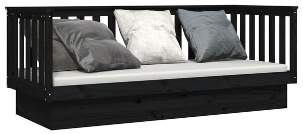 Dnevni ležaj crni 75x190 cm od masivne borovine - Crna / 75 x 190 cm