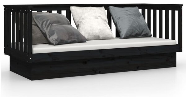 Dnevni ležaj crni 75x190 cm od masivne borovine - Crna / 75 x 190 cm