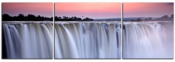Slika na platnu - Vodopad obojen zalaskom sunca - panorama 5227C (90x30 cm)