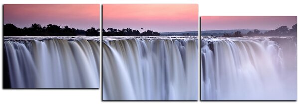 Slika na platnu - Vodopad obojen zalaskom sunca - panorama 5227E (90x30 cm)