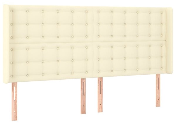 Krevet box spring s madracem LED krem 200x200cm od umjetne kože - Krema / 200 x 200 cm