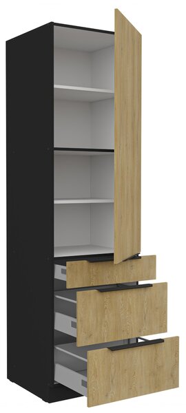Zondo.hr Kuhinjski ormarić za namirnice Carminia 60 DKS-210 3S1F PREMIUM BOX (hrast cremona + crna). 1128015