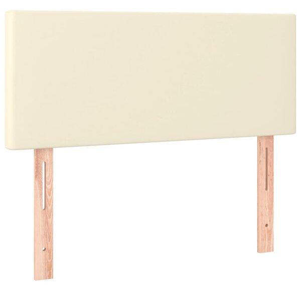 Krevet box spring s madracem LED krem 120x200cm od umjetne kože - Krema / 120 x 200 cm