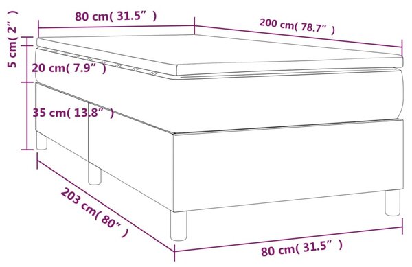 Krevet s oprugama i madracem bijeli 80 x 200 cm od umjetne kože - Bijela / 80 x 200 cm