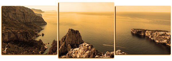 Slika na platnu - Veličanstveni krajolik s mirnim morem - panorama 5233FD (90x30 cm)