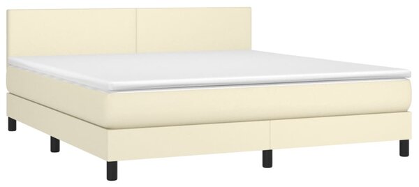 Krevet s oprugama i madracem krem 160x200 cm od umjetne kože - Krema / 160 x 200 cm