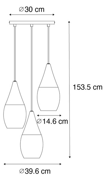 Moderna viseća lampa crna sa dimnim staklom 3-light - Drop