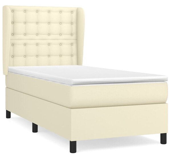 Krevet s oprugama i madracem krem 80 x 200 cm od umjetne kože - Krema / 80 x 200 cm