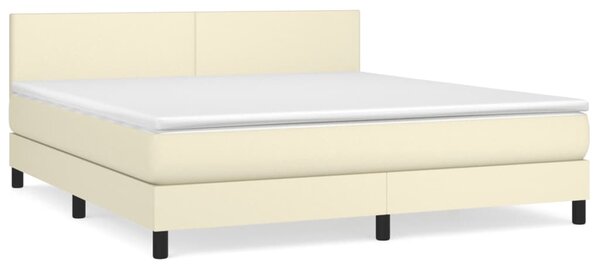 Krevet s oprugama i madracem krem 160x200 cm od umjetne kože - Krema / 160 x 200 cm