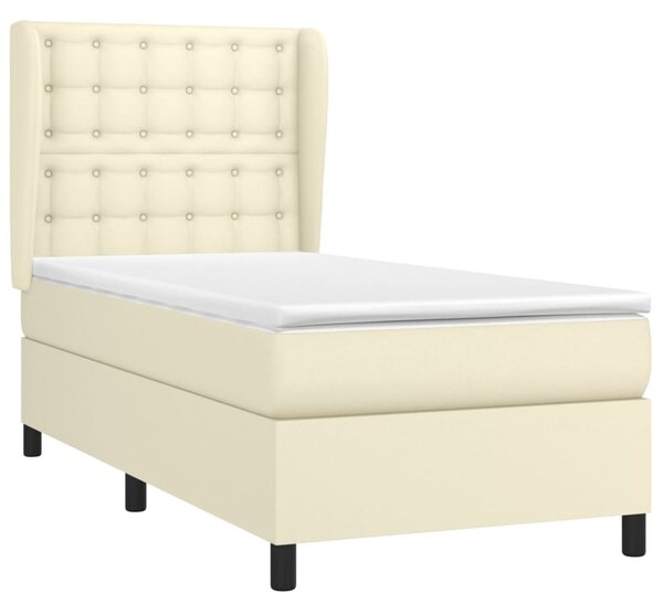 Krevet s oprugama i madracem krem 80 x 200 cm od umjetne kože - Krema / 80 x 200 cm