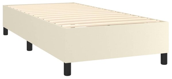 Krevet s oprugama i madracem krem 90 x 190 cm od umjetne kože - Krema / 90 x 190 cm