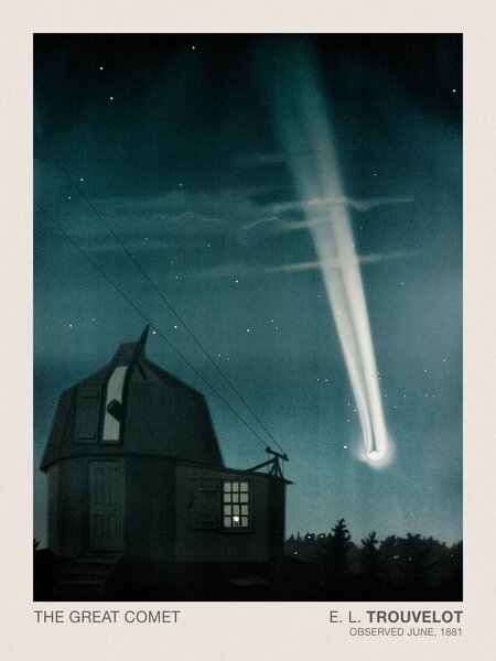 Reprodukcija umjetnosti The Great Comet of 1881 (Stargazing / Vintage Space Station / Astronomy / Celestial Science Poster) - E. L. Trouvelot, (30 x 40 cm)