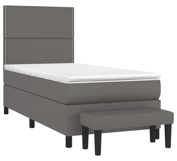 Krevet s oprugama i madracem sivi 100x200 cm od umjetne kože - Siva / 100 x 200 cm