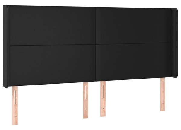 Krevet box spring s madracem LED crni 160x200cm od umjetne kože - Crna / 160 x 200 cm