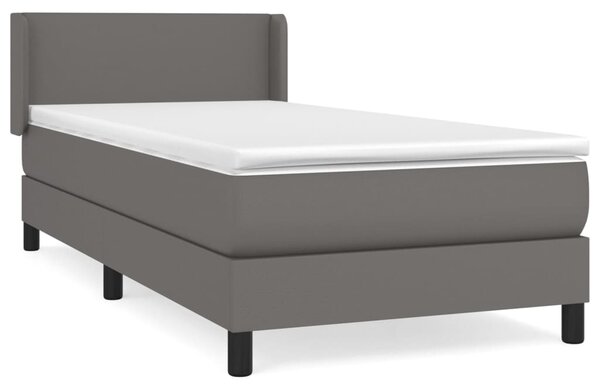 Krevet s oprugama i madracem sivi 100x200 cm od umjetne kože - Siva / 100 x 200 cm