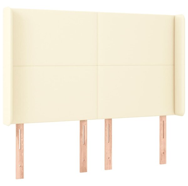Krevet box spring s madracem LED krem 140x200cm od umjetne kože - Krema / 140 x 200 cm