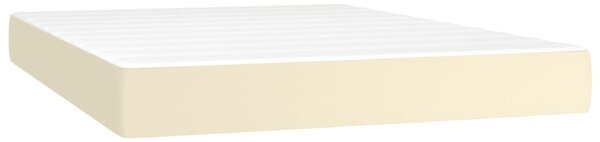 Krevet box spring s madracem LED krem 140x200cm od umjetne kože - Krema / 140 x 200 cm