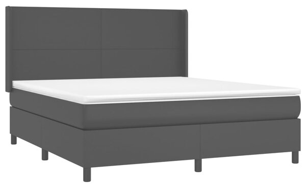 Krevet box spring s madracem LED crni 160x200cm od umjetne kože - Crna / 160 x 200 cm