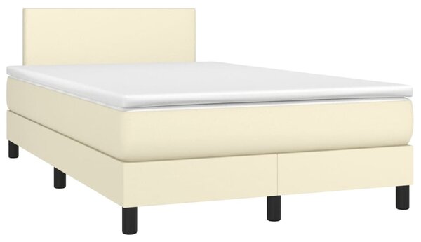 Krevet s oprugama i madracem krem 120x200 cm od umjetne kože - Krema / 120 x 200 cm