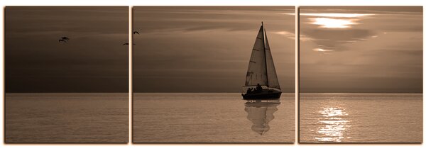 Slika na platnu - Brod u zalasku sunca - panorama 5247FC (150x50 cm)