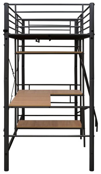 Krevet na kat sa stolićima u okviru sivi metalni 90 x 200 cm - Siva / 90 x 200 cm