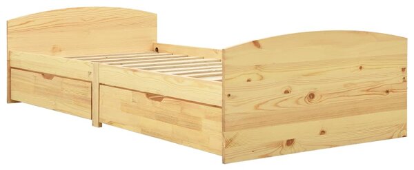 Okvir kreveta s 2 ladice od masivne borovine 90 x 200 cm - Smeđa / N/A