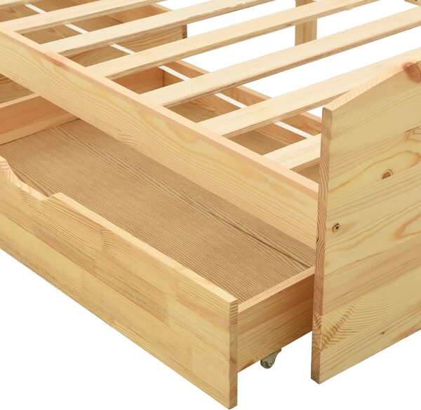 Okvir kreveta s 2 ladice od masivne borovine 90 x 200 cm - Smeđa / N/A