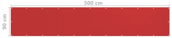 Balkonski zastor crveni 90 x 500 cm HDPE - Crvena / 90 x 500 cm