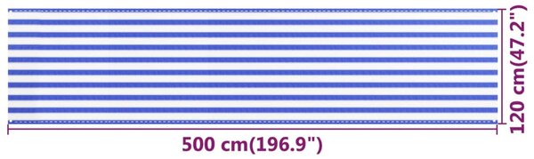 Balkonski zastor plavo-bijeli 120 x 500 cm HDPE - Šarena / 120 x 500 cm