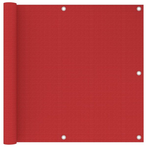 Balkonski zastor crveni 90 x 500 cm HDPE - Crvena / 90 x 500 cm
