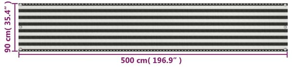 Balkonski zastor HDPE 90 x 500 cm antracit i bijeli - Antracitno siva / 90 x 500 cm