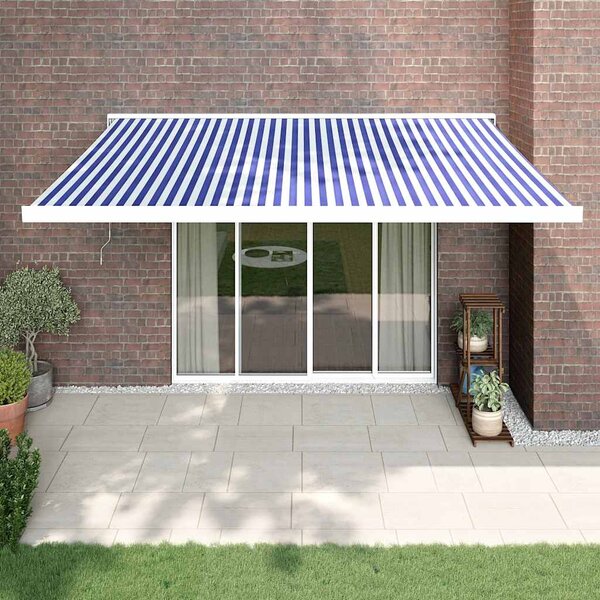 Tenda na uvlačenje plavo-bijela 4 x 3 m od tkanine i aluminija - Plava / 4 x 3 m