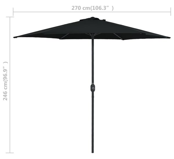 Vrtni suncobran s aluminijskim stupom 270 x 246 cm crni - Crna / N/A