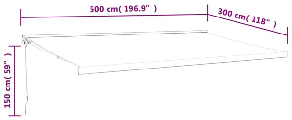 Tenda na uvlačenje plavo-bijela 5 x 3 m od tkanine i aluminija - Plava / 5 x 3 m