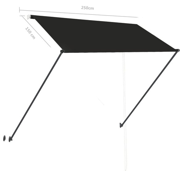 Tenda na uvlačenje s LED svjetlima 250 x 150 cm antracit - Antracitno siva / 250 x 150 cm