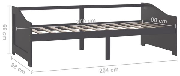 Trosjed / dnevni ležaj tamnosivi 90x200 cm od masivne borovine - Siva / N/A