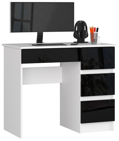PC stol Benicio II (bijela + crni sjaj) (D)