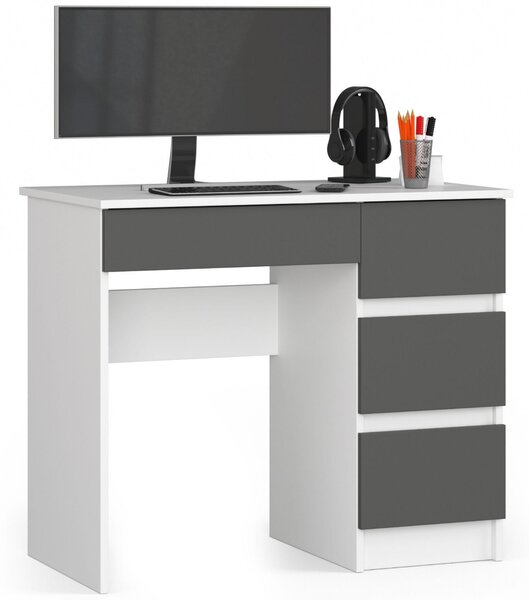 PC stol Benicio II (bijela + sivi grafit) (D)