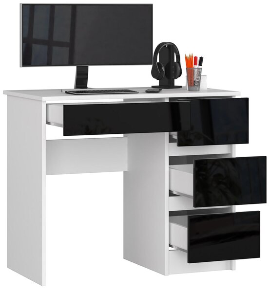 PC stol Benicio II (bijela + crni sjaj) (D)