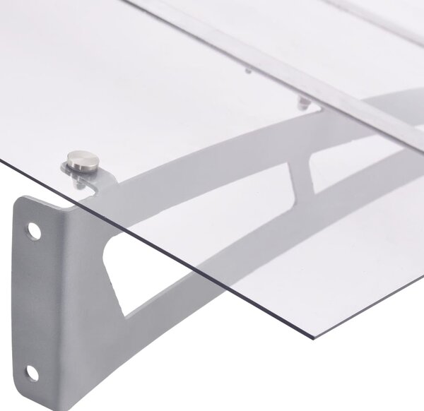 Nadstrešnica za vrata srebrna i prozirna 120x90 cm polikarbonat - Šarena / 120 x 90 cm