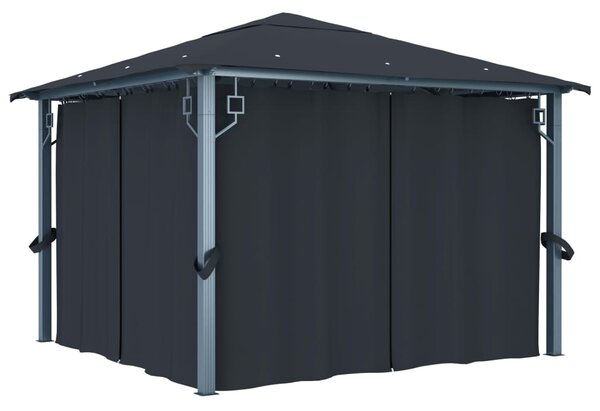 Sjenica sa zastorima i LED svjetlima 300 x 300 cm antracit - Antracitno siva / 300 x 300 cm