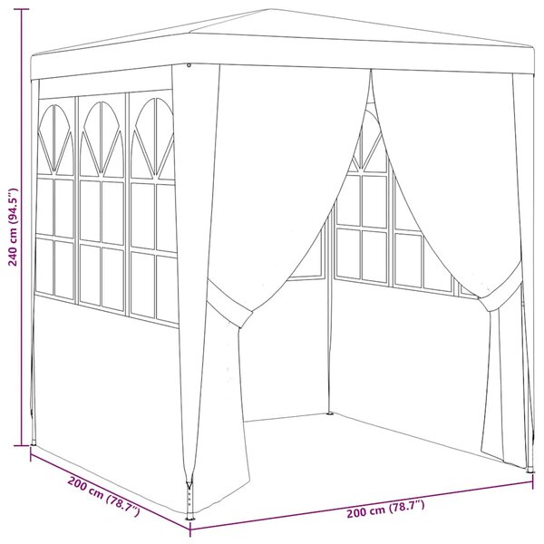 Profesionalni šator za zabave 2 x 2 m antracit 90 g/m² - Antracitno siva / 2 x 2 m