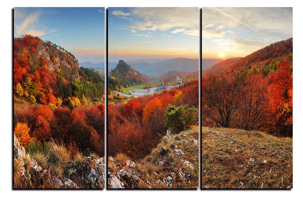 Slika na platnu - Jesenski pejzaž na zalasku sunca, Slovačka, Vrsatec 1260B (90x60 cm )