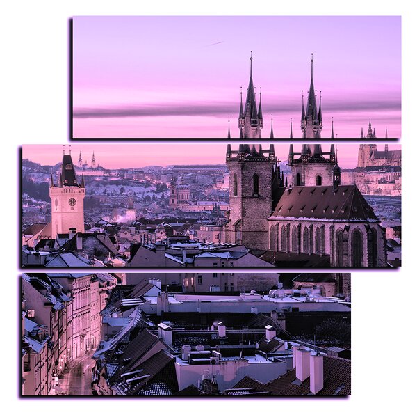 Slika na platnu - Panoramski pogled na stari Prag - kvadrat 3256VD (75x75 cm)
