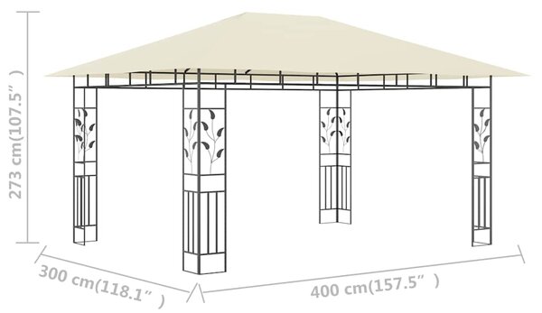 Sjenica s mrežom protiv komaraca 4 x 3 x 2,73 m krem 180 g/m² - Krema / 4 x 3 x 2.73 m