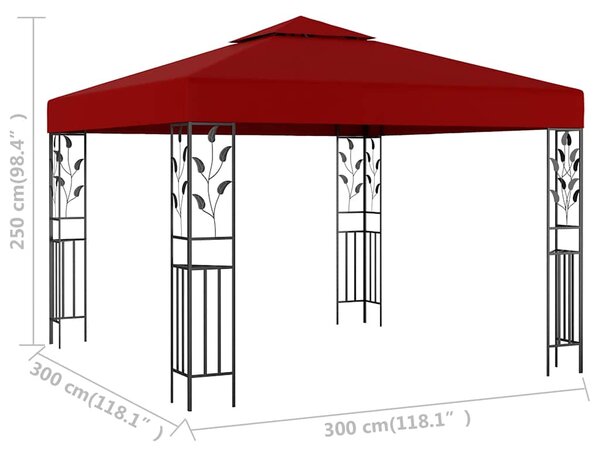 Sjenica 3 x 3 m crvena boja vina - Crvena / N/A