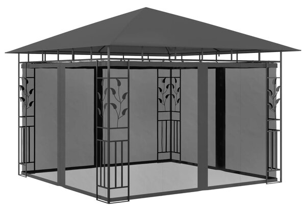 Sjenica s mrežom protiv komaraca 3x3x2,73 m antracit 180 g/m² - Antracitno siva / 3 x 3 x 2.73 m